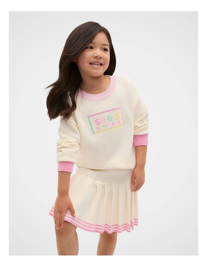 Logo Knit Sweater in Classic Cream image 1