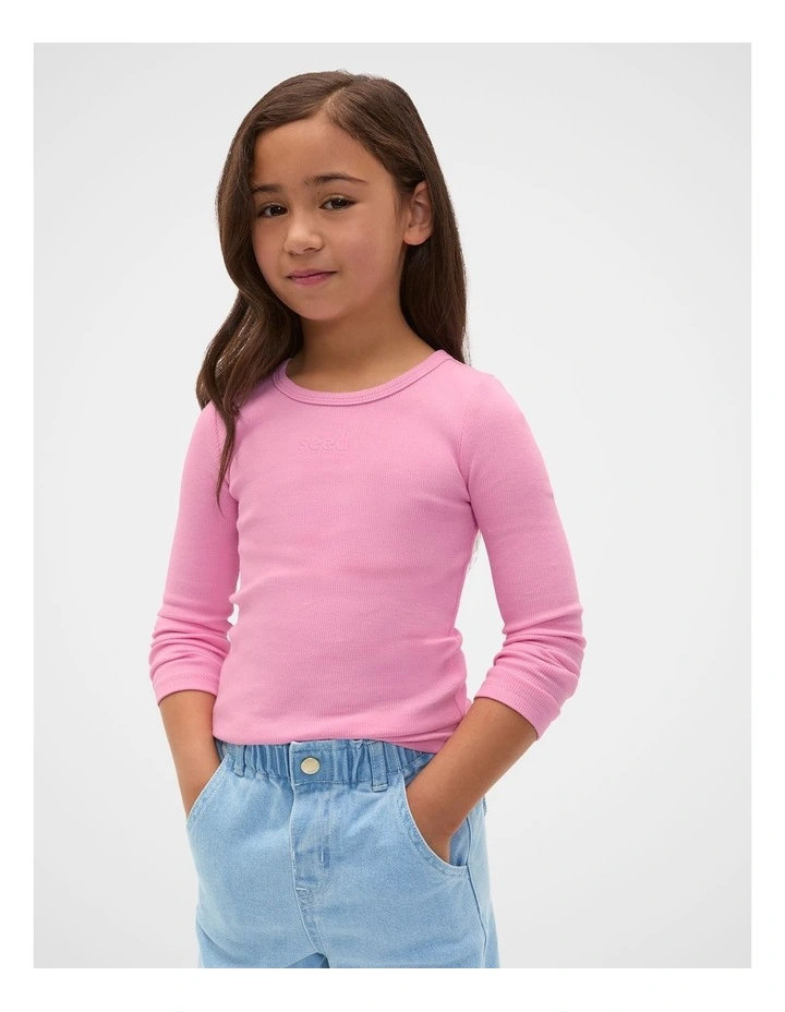 Core Logo Rib Tee in Candy Pink image 1