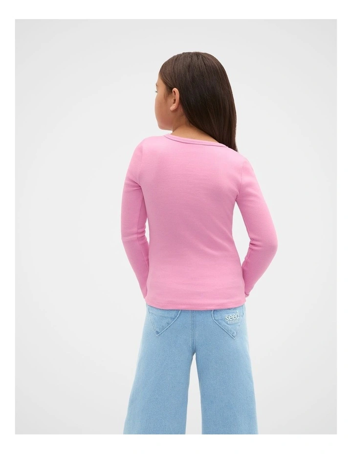 Core Logo Rib Tee in Candy Pink image 2