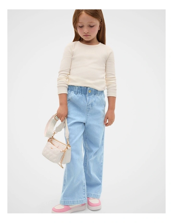 Core Logo Rib Tee in Classic Cream image 3