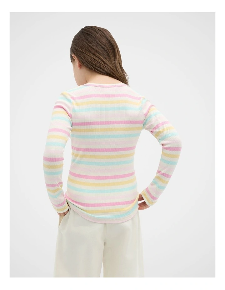 Stripe Rib Tee in Pink Lemonade image 2