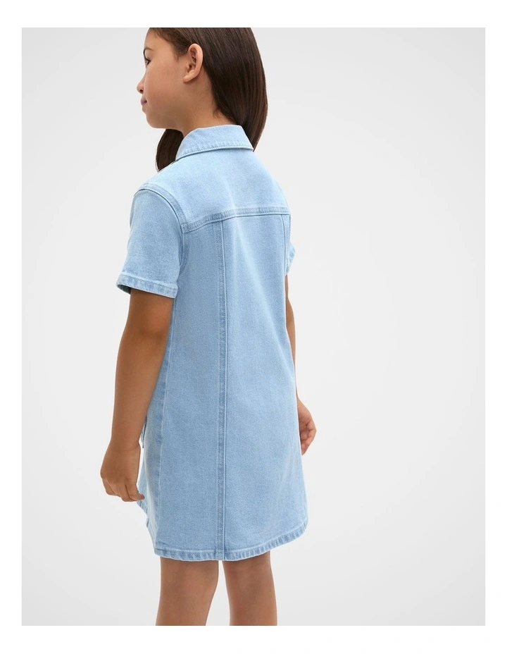 Heart Pocket Denim Dress in Cloud Blue Wash image 2