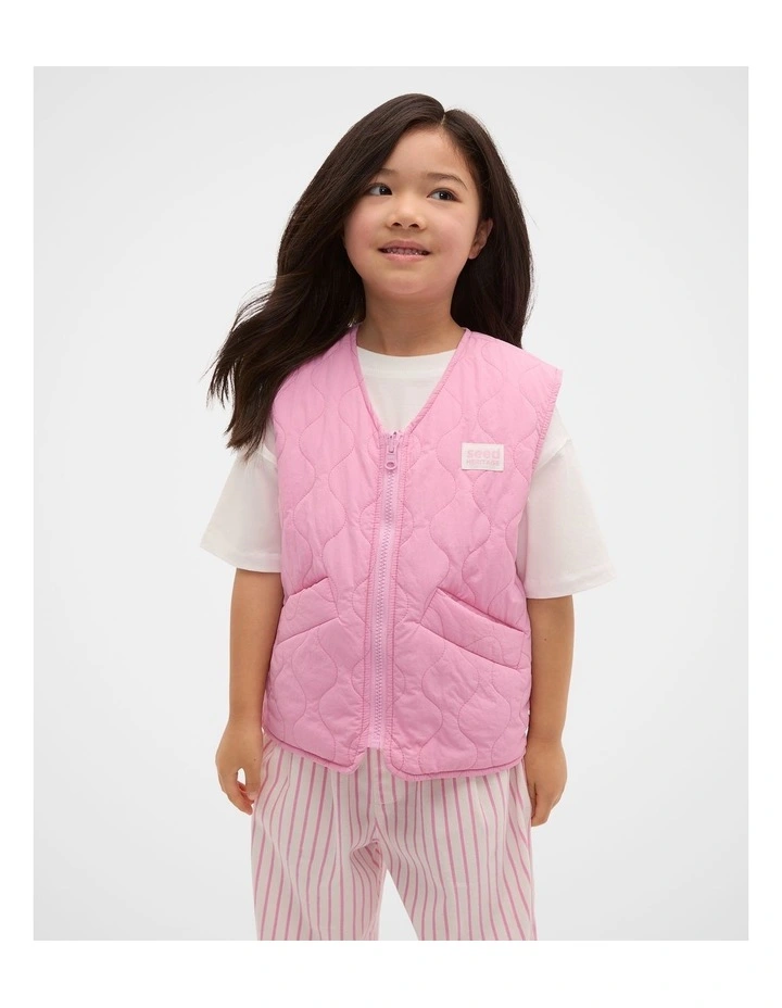 Quilted Logo Vest in Pink Lemonade image 1