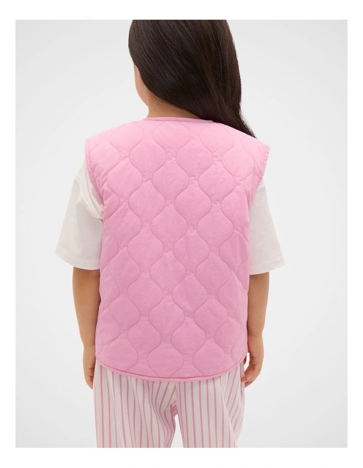 Quilted Logo Vest in Pink Lemonade image 2