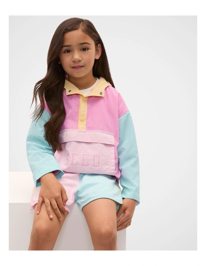 Colourblock Logo Spray Jacket in Candy Pink image 1