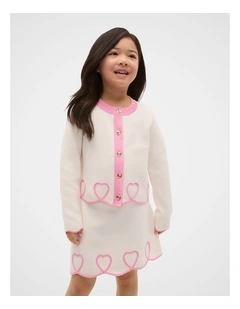 Scallop Crepe Cardigan in Classic Cream