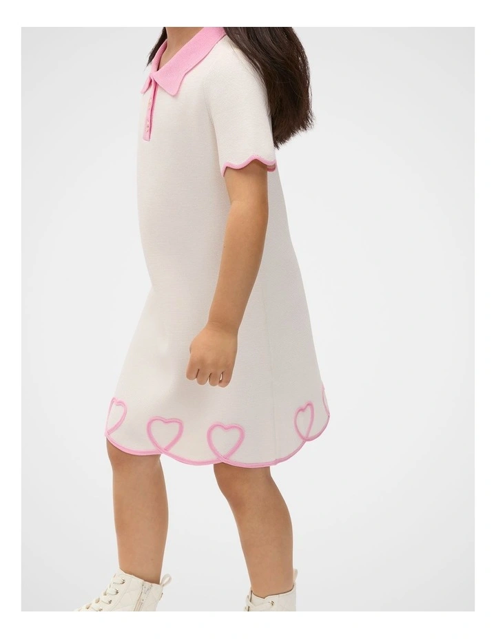 Scallop Crepe Dress in Classic Cream image 3