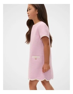 Heart Tweed Dress in Candy Pink