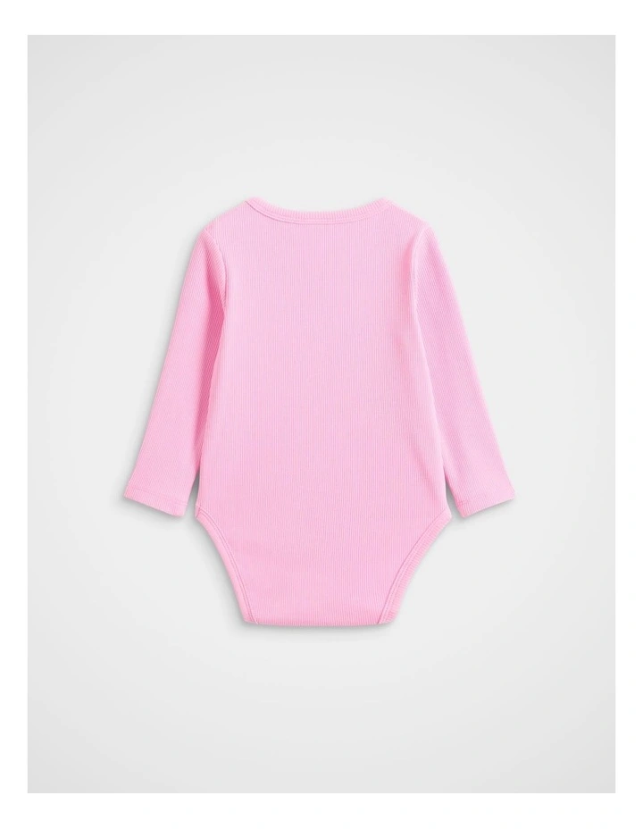 Core Logo Rib Bodysuit in Candy Pink image 2