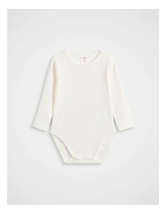 Core Logo Rib Bodysuit in Classic Cream