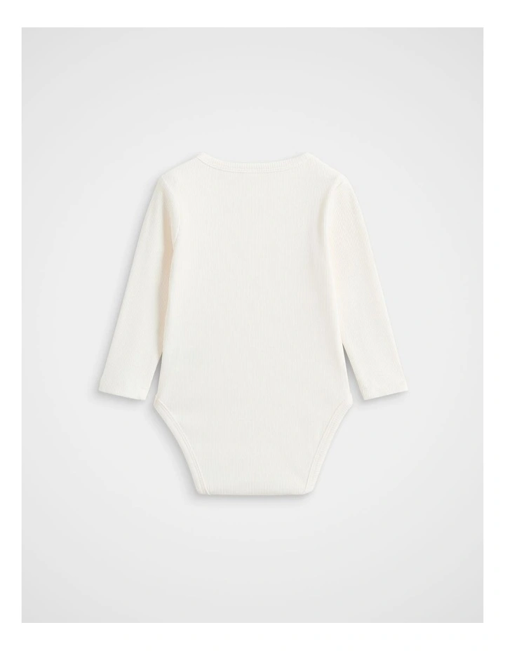 Core Logo Rib Bodysuit in Classic Cream image 2