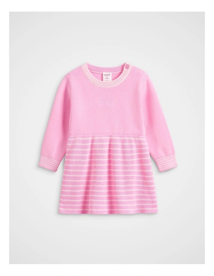 Logo Knit Dress in Candy Pink image 1