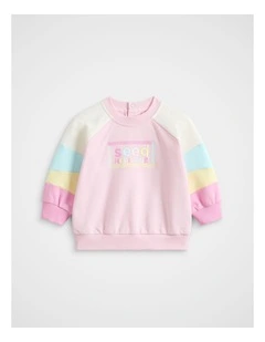Colourblock Logo Sweat in Pink Lemonade