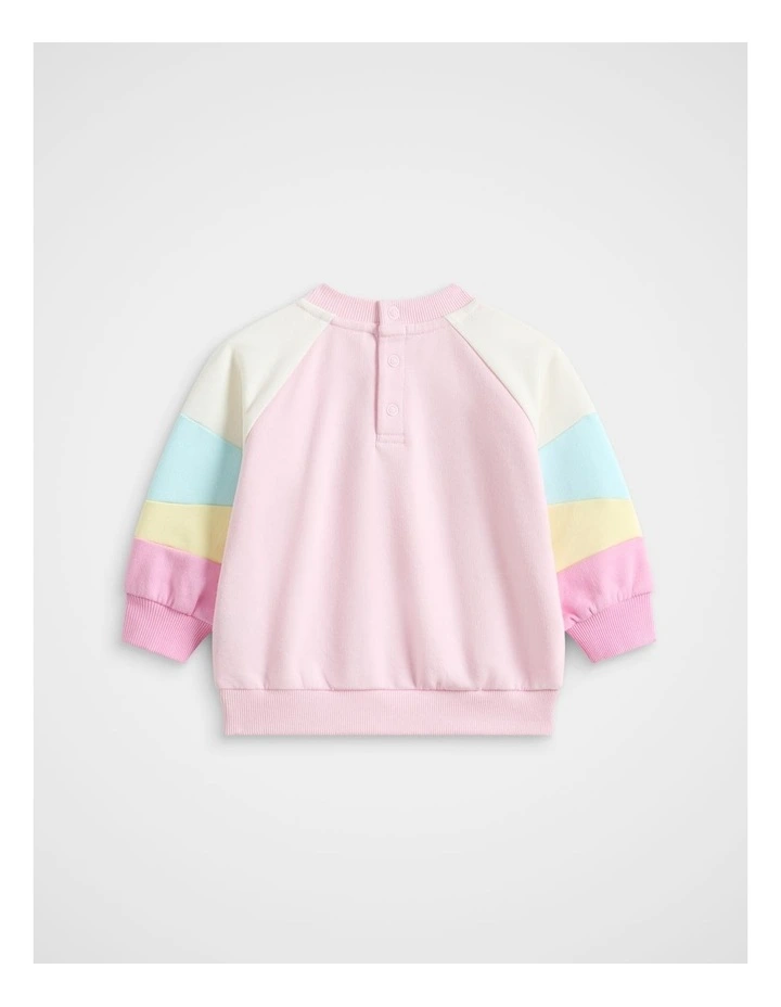 Colourblock Logo Sweat in Pink Lemonade image 2