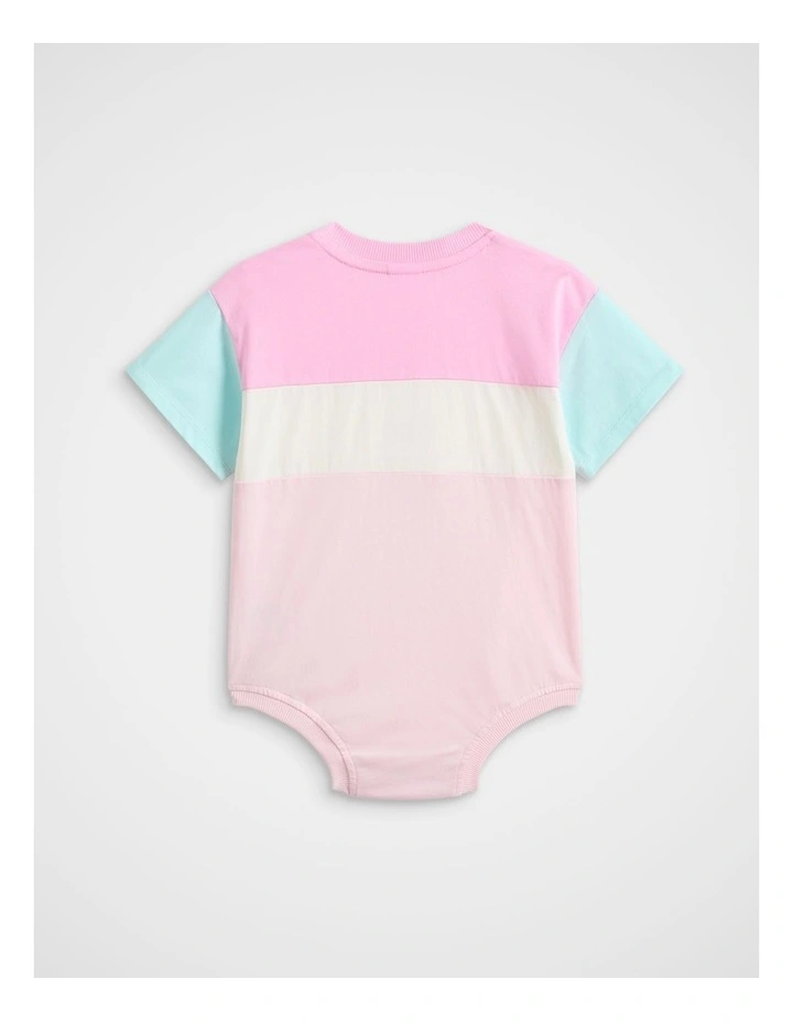 Spliced Logo Romper in Pink Lemonade image 2
