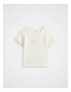 Rib Logo Tee in Classic Cream