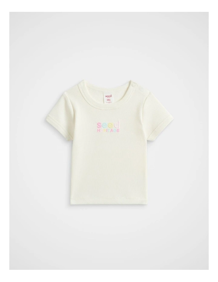 Rib Logo Tee in Classic Cream image 1