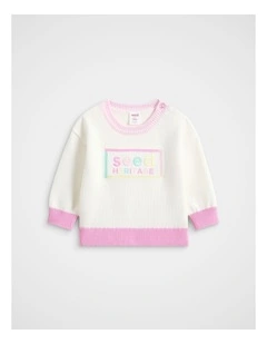 Logo Knit Sweater in Classic Cream