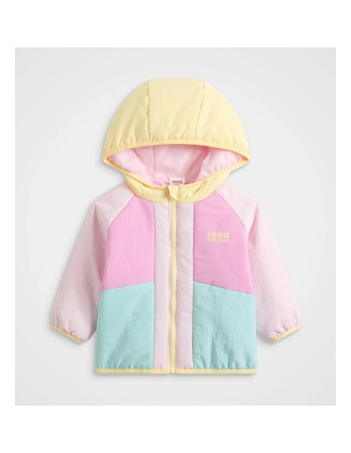 Colourblock Logo Spray Jacket in Pink Lemonade image 1