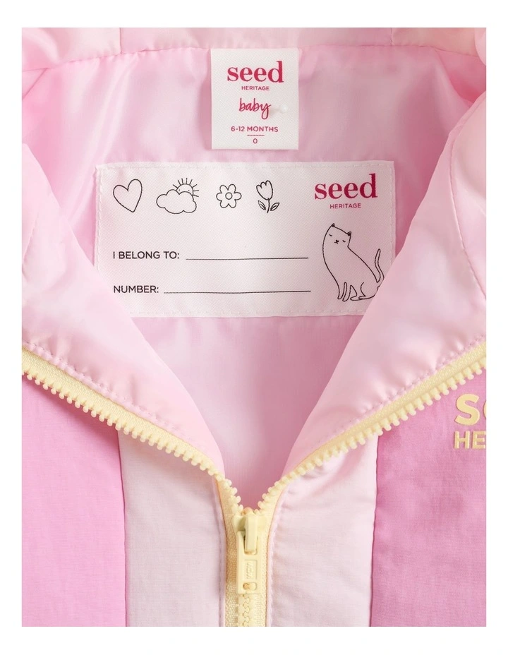 Colourblock Logo Spray Jacket in Pink Lemonade image 3