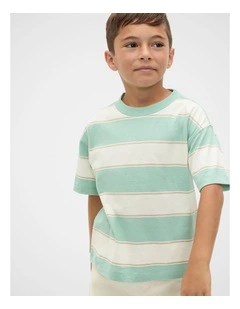 Relaxed Stripe Tee in Dark Mint