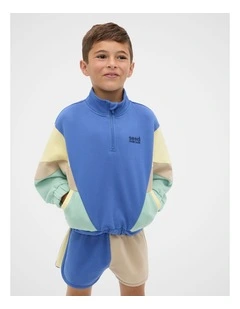 Colourblock Zip Through Sweat in Multi