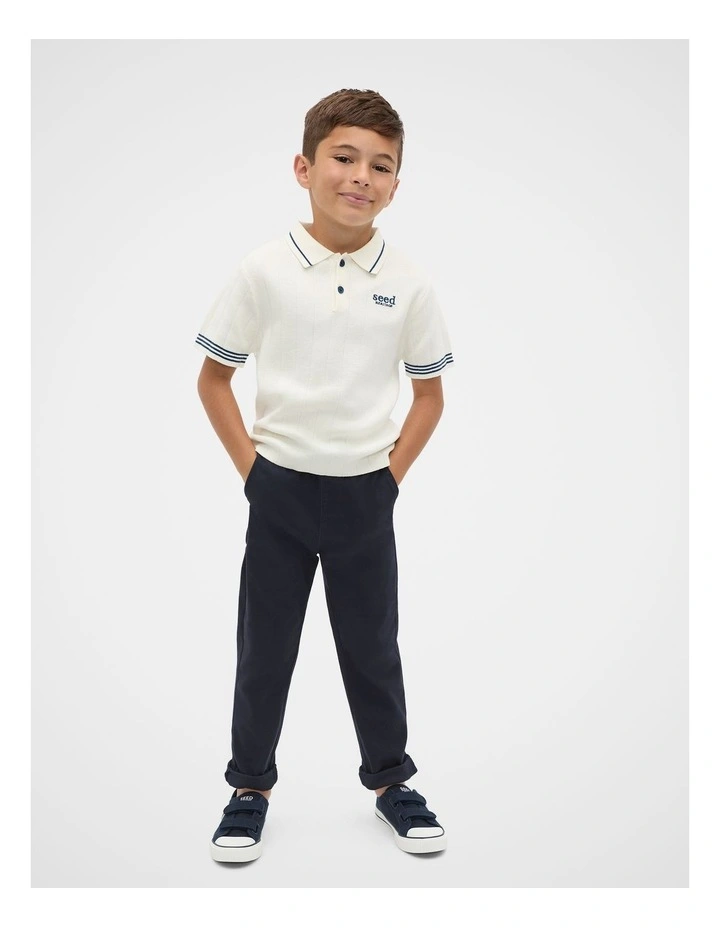 Rib Knit Polo in Classic Cream image 3