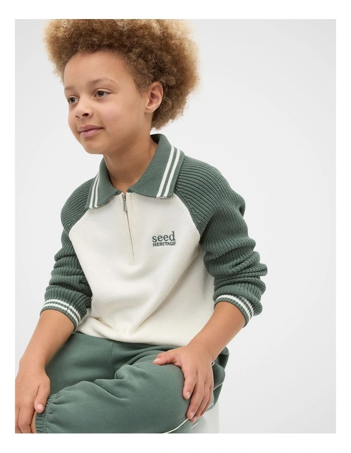 Core Knit Half Zip Sweater in Forest image 1