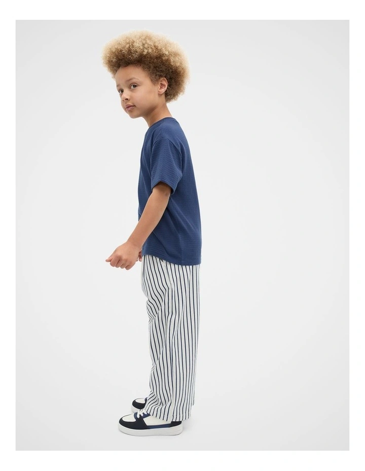 Core Textured Stripe Logo Tee in French Navy image 3