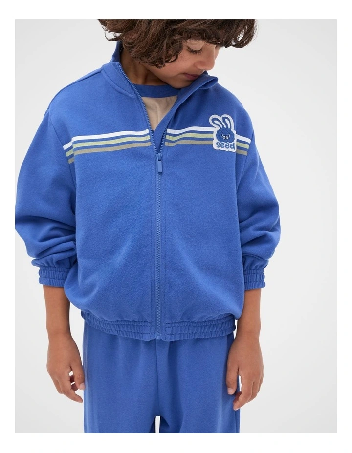 Bunny Zip Through Sweat Top in Mid Blue image 1