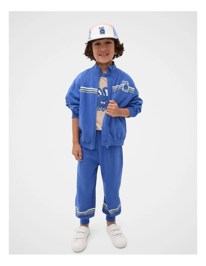 Bunny Zip Through Sweat Top in Mid Blue image 3