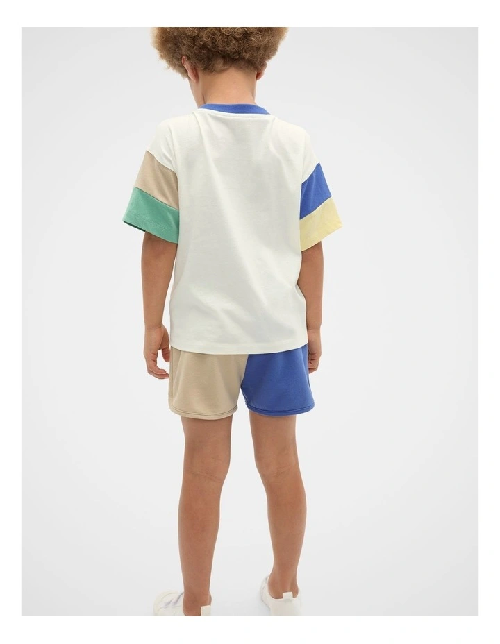 Panelled Logo Tee in Classic Cream image 2