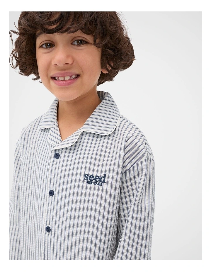 Stripe Woven Pyjama in French Navy image 3