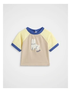 Bunny Colourblock Tee in Milk Tea