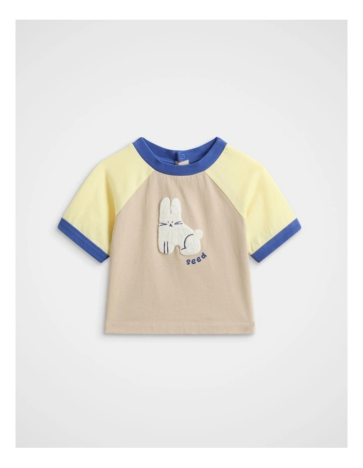 Bunny Colourblock Tee in Milk Tea image 1