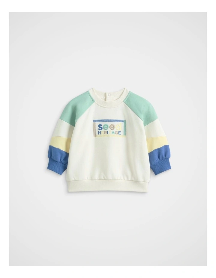Colourblock Logo Sweat in Multi image 1
