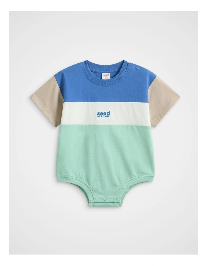 Spliced Logo Romper in Multi image 1