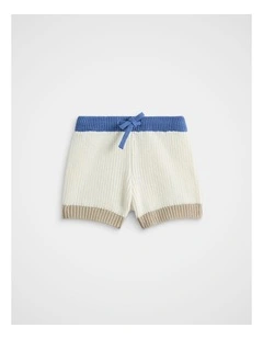 Colourblock Knit Short in Mid Blue