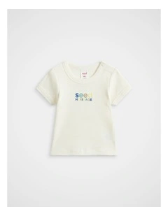 Rib Logo Tee in Classic Cream