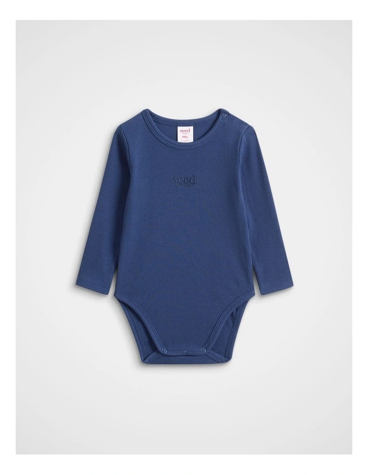 Core Logo Rib Bodysuit in French Navy image 1