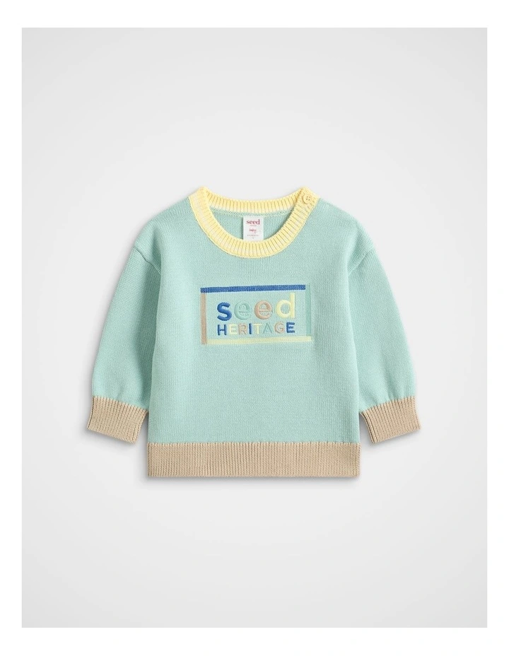 Logo Knit Sweater in Dark Mint image 1