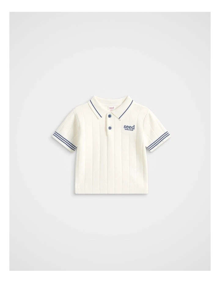 Rib Knit Polo in Classic Cream image 1