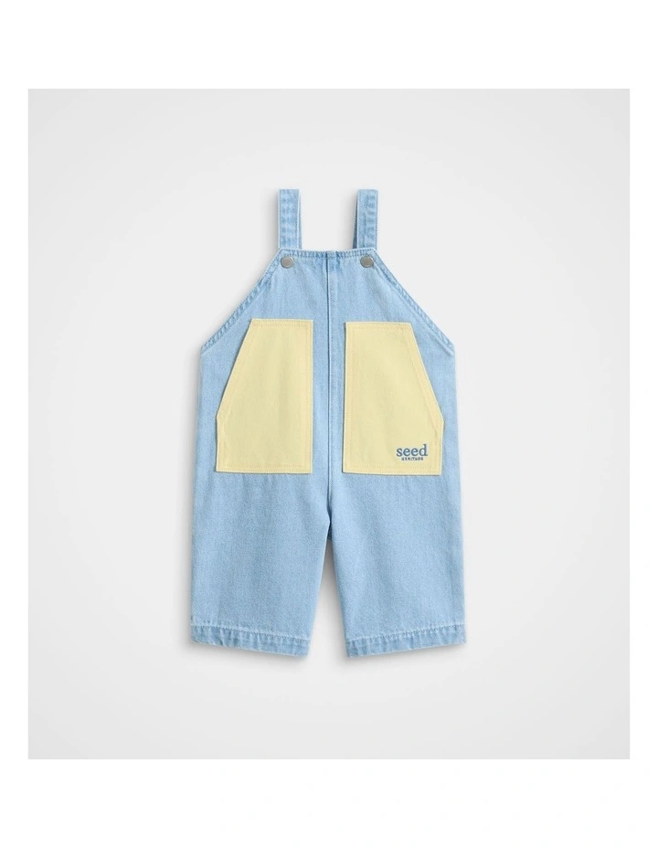 Colourblock Pocket Dungaree in Cloud Blue Wash image 1