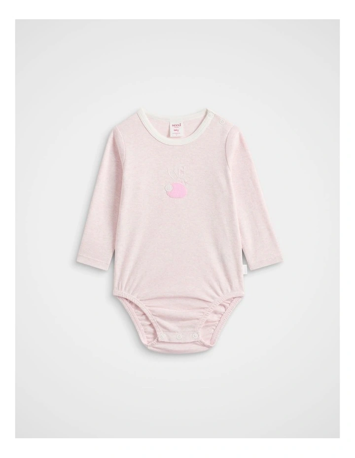 Felt Bunny Bodysuit in Posie Marle image 1