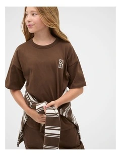 Oversized Logo Tee in Brown