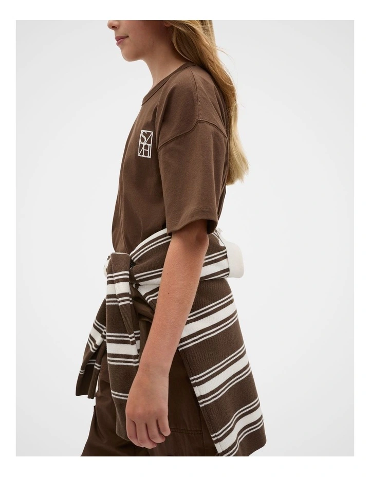 Oversized Logo Tee in Brown image 3