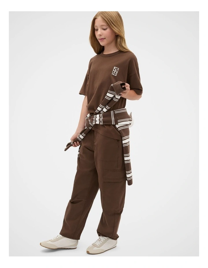 Oversized Logo Tee in Brown image 4