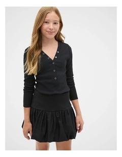 Placket Rib Tee in Black