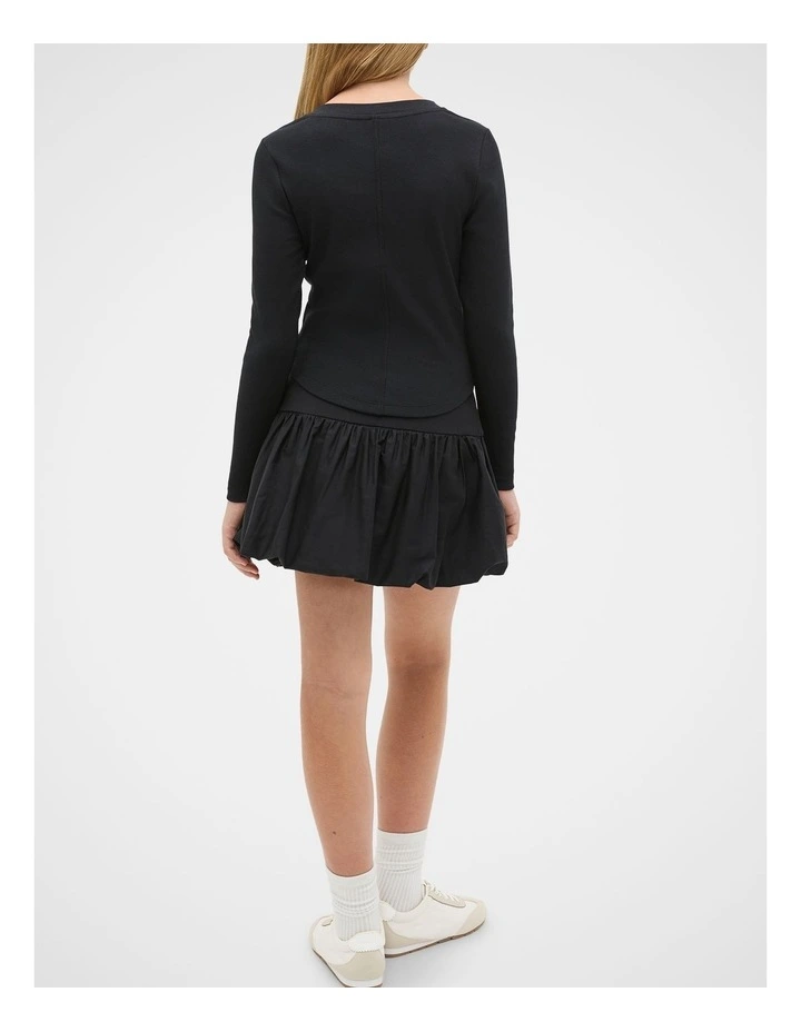 Placket Rib Tee in Black image 2