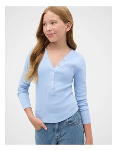 Placket Rib Tee in Blue